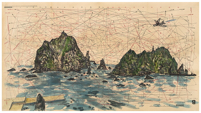 김지원_독도-화가의비행 oil on linen_57x103cm_2017.jpg