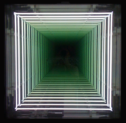 3 Ivan Navarro, Witness, 2010, White neons, painted wood, mirror, one.png
