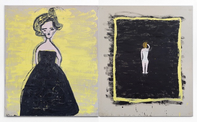 Black Frock, The Modest Corset (Malevitch) 2019 Oil on canvas 183 x 312 cm Rose Wylie.jpg