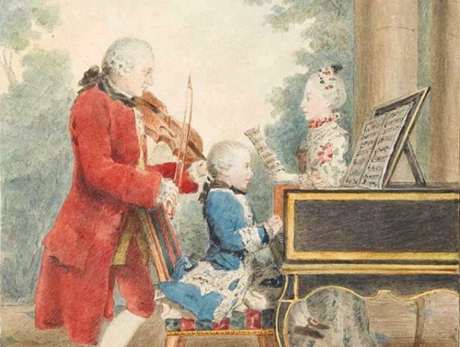 The Mozart family on tour by Carmontelle. 1763.jpg