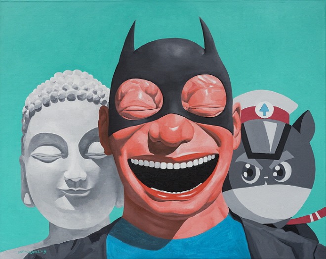 The Three Musketeers, Oil on Canvas 80x100cm 2019 ⓒYue Minjun 2020.jpg
