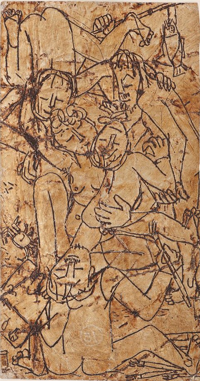 [꾸미기]〈가족을 그리는 화가〉, 1950년대 전반, 은지에 새김, 유채, 15.2×8cm. 국립현대미술관 이건희컬렉션..JPG