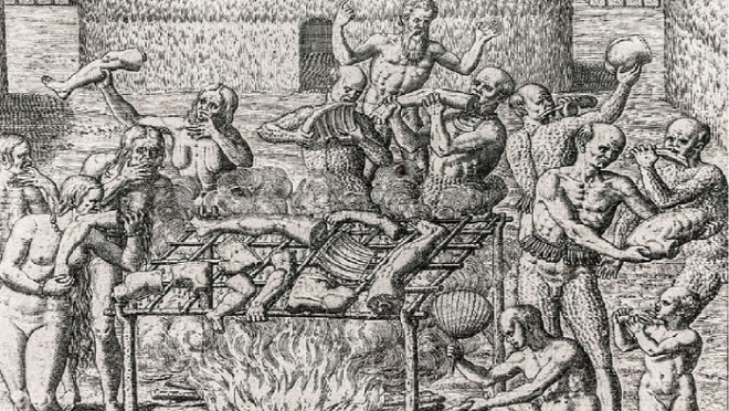 [크기변환][포맷변환]Pintura de Theodor de Bry baseada no relato de Hans Staden que retrata um ritual de canibalismo.jpg