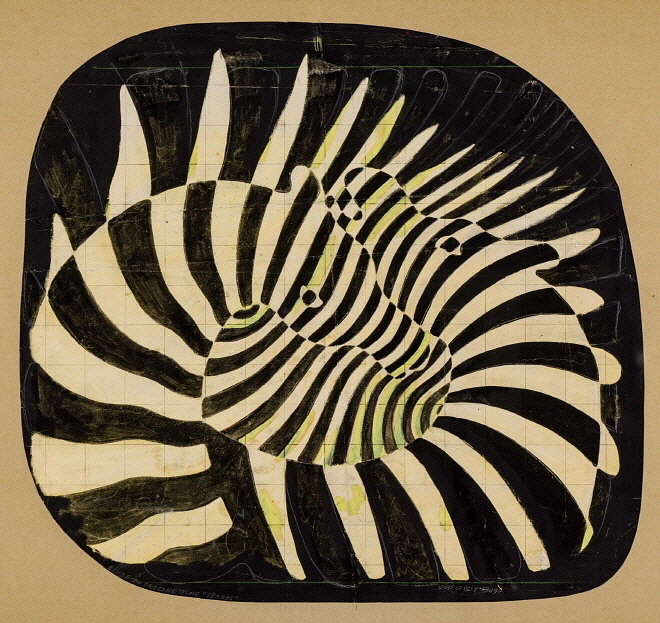 Victor Vasarely, 1939, Zebras, Gouache, pencil, colour and white chalk on paper, Vasarely Museum, Budapest.jpg