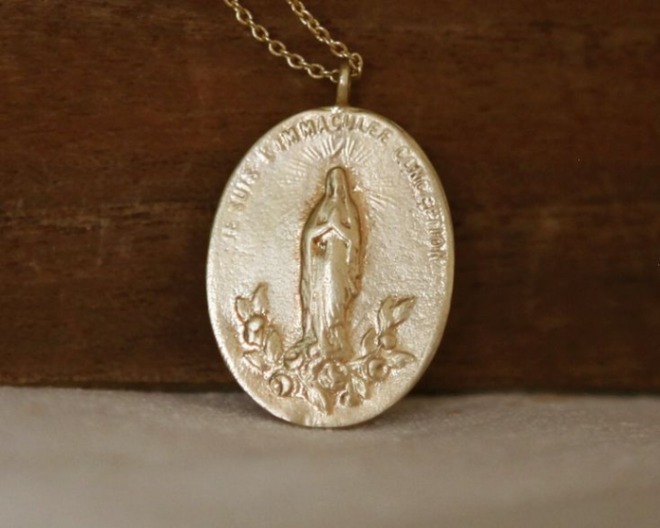 14K,18K Gold St_ Maria Rose Necklace,Gold Necklace,Gold Medal, Religious Necklace.jpg