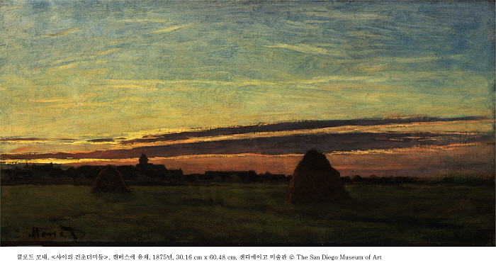 클로드 모네, 샤이의 건초더미들, 캔버스에 유채, 1875년, 30.16 cm x 60.48 cm, 샌디에이고 미술관 .jpg